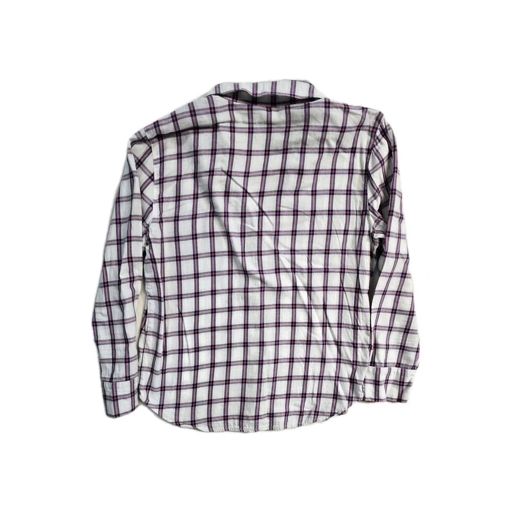 Victoria's Secret Women's Pajama Shirt M Pink White Plaid Button Down